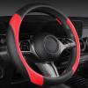 imageCAR PASS Faux Leather Steering Wheel Cover and Waterproof Car Floor MatsUniversal Car Combo Fit for 95 SedanSUVCars14515inch Sporty AntiSlip Safety Comfortable DesignAll BlackRed