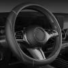 imageCAR PASS Faux Leather Steering Wheel Cover and Waterproof Car Floor MatsUniversal Car Combo Fit for 95 SedanSUVCars14515inch Sporty AntiSlip Safety Comfortable DesignAll BlackAll Black