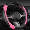 imageCAR PASS Faux Leather Steering Wheel Cover and Waterproof Car Floor MatsUniversal Car Combo Fit for 95 SedanSUVCars14515inch Sporty AntiSlip Safety Comfortable DesignAll BlackPink