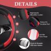 imageCAR PASS Faux Leather Steering Wheel Cover and Waterproof Car Floor MatsUniversal Car Combo Fit for 95 SedanSUVCars14515inch Sporty AntiSlip Safety Comfortable DesignAll BlackRed