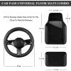 imageCAR PASS Faux Leather Steering Wheel Cover and Waterproof Car Floor MatsUniversal Car Combo Fit for 95 SedanSUVCars14515inch Sporty AntiSlip Safety Comfortable DesignAll BlackAll Black