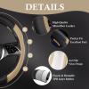 imageCAR PASS Faux Leather Steering Wheel Cover and Waterproof Car Floor MatsUniversal Car Combo Fit for 95 SedanSUVCars14515inch Sporty AntiSlip Safety Comfortable DesignAll BlackBeige