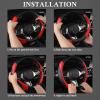 imageCAR PASS Faux Leather Steering Wheel Cover and Waterproof Car Floor MatsUniversal Car Combo Fit for 95 SedanSUVCars14515inch Sporty AntiSlip Safety Comfortable DesignAll BlackRed