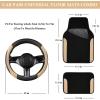 imageCAR PASS Faux Leather Steering Wheel Cover and Waterproof Car Floor MatsUniversal Car Combo Fit for 95 SedanSUVCars14515inch Sporty AntiSlip Safety Comfortable DesignAll BlackBeige