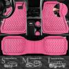 imageCAR PASS Heavy Duty Rubber Car Mats Deep Dish AllWeather Floor Mat for Car Full Set Durable AntiSlip 3D Rhombus Waterproof Trim to Fit Liner Universal Fit AutomotiveSedanSUVTruck 3 Piece BlackHot Pink