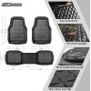 imageCAR PASS Heavy Duty Rubber Car Mats Deep Dish AllWeather Floor Mat for Car Full Set Durable AntiSlip 3D Rhombus Waterproof Trim to Fit Liner Universal Fit AutomotiveSedanSUVTruck 3 Piece BlackBlack 3Row