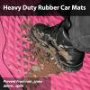 imageCAR PASS Heavy Duty Rubber Car Mats Deep Dish AllWeather Floor Mat for Car Full Set Durable AntiSlip 3D Rhombus Waterproof Trim to Fit Liner Universal Fit AutomotiveSedanSUVTruck 3 Piece BlackHot Pink