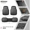 imageCAR PASS Heavy Duty Rubber Car Mats Deep Dish AllWeather Floor Mat for Car Full Set Durable AntiSlip 3D Rhombus Waterproof Trim to Fit Liner Universal Fit AutomotiveSedanSUVTruck 3 Piece BlackBlack