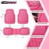 imageCAR PASS Heavy Duty Rubber Car Mats Deep Dish AllWeather Floor Mat for Car Full Set Durable AntiSlip 3D Rhombus Waterproof Trim to Fit Liner Universal Fit AutomotiveSedanSUVTruck 3 Piece BlackHot Pink