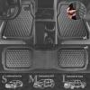 imageCAR PASS Heavy Duty Rubber Car Mats Deep Dish AllWeather Floor Mat for Car Full Set Durable AntiSlip 3D Rhombus Waterproof Trim to Fit Liner Universal Fit AutomotiveSedanSUVTruck 3 Piece BlackDark Gray
