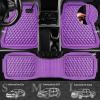 imageCAR PASS Heavy Duty Rubber Car Mats Deep Dish AllWeather Floor Mat for Car Full Set Durable AntiSlip 3D Rhombus Waterproof Trim to Fit Liner Universal Fit AutomotiveSedanSUVTruck 3 Piece BlackPurple