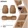 imageCAR PASS Heavy Duty Rubber Car Mats Deep Dish AllWeather Floor Mat for Car Full Set Durable AntiSlip 3D Rhombus Waterproof Trim to Fit Liner Universal Fit AutomotiveSedanSUVTruck 3 Piece BlackBeige