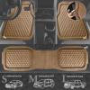 imageCAR PASS Heavy Duty Rubber Car Mats Deep Dish AllWeather Floor Mat for Car Full Set Durable AntiSlip 3D Rhombus Waterproof Trim to Fit Liner Universal Fit AutomotiveSedanSUVTruck 3 Piece BlackBeige With Cargo Liners