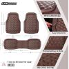 imageCAR PASS Heavy Duty Rubber Car Mats Deep Dish AllWeather Floor Mat for Car Full Set Durable AntiSlip 3D Rhombus Waterproof Trim to Fit Liner Universal Fit AutomotiveSedanSUVTruck 3 Piece BlackBrown