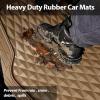 imageCAR PASS Heavy Duty Rubber Car Mats Deep Dish AllWeather Floor Mat for Car Full Set Durable AntiSlip 3D Rhombus Waterproof Trim to Fit Liner Universal Fit AutomotiveSedanSUVTruck 3 Piece BlackBeige With Cargo Liners