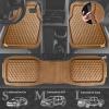 imageCAR PASS Heavy Duty Rubber Car Mats Deep Dish AllWeather Floor Mat for Car Full Set Durable AntiSlip 3D Rhombus Waterproof Trim to Fit Liner Universal Fit AutomotiveSedanSUVTruck 3 Piece BlackBeige