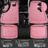 imageCAR PASS Heavy Duty Rubber Car Mats Deep Dish AllWeather Floor Mat for Car Full Set Durable AntiSlip 3D Rhombus Waterproof Trim to Fit Liner Universal Fit AutomotiveSedanSUVTruck 3 Piece BlackPink With Cargo Liners