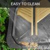 imageCAR PASS Heavy Duty Rubber Car Mats DeepDish Odorless Car Floor Mats All Weather Universal TrimtoFit for SUVs Trucks Sedans Waterproof AntiSlip 3 Pieces V12 BlackBlack and Champagne Gold