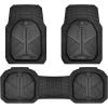 imageCAR PASS Heavy Duty Rubber Car Mats DeepDish Odorless Car Floor Mats All Weather Universal TrimtoFit for SUVs Trucks Sedans Waterproof AntiSlip 3 Pieces V12 BlackBlack