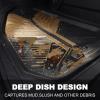 imageCAR PASS Heavy Duty Rubber Car Mats DeepDish Odorless Car Floor Mats All Weather Universal TrimtoFit for SUVs Trucks Sedans Waterproof AntiSlip 3 Pieces V12 BlackBlack and Champagne Gold