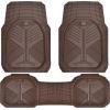 imageCAR PASS Heavy Duty Rubber Car Mats DeepDish Odorless Car Floor Mats All Weather Universal TrimtoFit for SUVs Trucks Sedans Waterproof AntiSlip 3 Pieces V12 BlackBrown