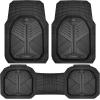 imageCAR PASS Heavy Duty Rubber Car Mats DeepDish Odorless Car Floor Mats All Weather Universal TrimtoFit for SUVs Trucks Sedans Waterproof AntiSlip 3 Pieces V12 BlackBlack
