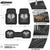imageCAR PASS Heavy Duty Rubber Car Mats DeepDish Odorless Car Floor Mats All Weather Universal TrimtoFit for SUVs Trucks Sedans Waterproof AntiSlip 3 Pieces V12 BlackBlack and Metallic Gray