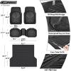 imageCAR PASS Heavy Duty Rubber Car Mats DeepDish Odorless Car Floor Mats All Weather Universal TrimtoFit for SUVs Trucks Sedans Waterproof AntiSlip 3 Pieces V12 BlackBlack Full Set