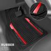 imageCAR PASS Heavy Duty Rubber Car Mats Metallic Aluminum Film All Weather Floor Mats Waterproof Universal Trim to Fit Automotive SUV Sedan Van 4 Piece Anodized Deep Dish TwoTone Sporty Black Red ChromeBlack and Red