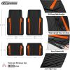 imageCAR PASS Heavy Duty Rubber Car Mats Metallic Aluminum Film All Weather Floor Mats Waterproof Universal Trim to Fit Automotive SUV Sedan Van 4 Piece Anodized Deep Dish TwoTone Sporty Black Red ChromeBlack and Orange