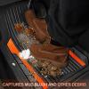 imageCAR PASS Heavy Duty Rubber Car Mats Metallic Aluminum Film All Weather Floor Mats Waterproof Universal Trim to Fit Automotive SUV Sedan Van 4 Piece Anodized Deep Dish TwoTone Sporty Black Red ChromeBlack and Orange