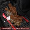imageCAR PASS Heavy Duty Rubber Car Mats Metallic Aluminum Film All Weather Floor Mats Waterproof Universal Trim to Fit Automotive SUV Sedan Van 4 Piece Anodized Deep Dish TwoTone Sporty Black Red ChromeBlack and Red