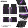 imageCAR PASS Heavy Duty Rubber Car Mats Metallic Aluminum Film All Weather Floor Mats Waterproof Universal Trim to Fit Automotive SUV Sedan Van 4 Piece Anodized Deep Dish TwoTone Sporty Black Red ChromeBlack and Purple