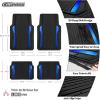 imageCAR PASS Heavy Duty Rubber Car Mats Metallic Aluminum Film All Weather Floor Mats Waterproof Universal Trim to Fit Automotive SUV Sedan Van 4 Piece Anodized Deep Dish TwoTone Sporty Black Red ChromeBlack and Blue