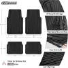 imageCAR PASS Heavy Duty Rubber Car Mats Metallic Aluminum Film All Weather Floor Mats Waterproof Universal Trim to Fit Automotive SUV Sedan Van 4 Piece Anodized Deep Dish TwoTone Sporty Black Red ChromeAll Black