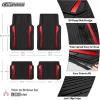 imageCAR PASS Heavy Duty Rubber Car Mats Metallic Aluminum Film All Weather Floor Mats Waterproof Universal Trim to Fit Automotive SUV Sedan Van 4 Piece Anodized Deep Dish TwoTone Sporty Black Red ChromeBlack and Red