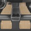 imageCAR PASS Heavy Duty Rubber Car Mats Metallic Aluminum Film All Weather Floor Mats Waterproof Universal Trim to Fit Automotive SUV Sedan Van 4 Piece Anodized Deep Dish TwoTone Sporty Black Red ChromeAll Beige