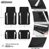imageCAR PASS Heavy Duty Rubber Car Mats Metallic Aluminum Film All Weather Floor Mats Waterproof Universal Trim to Fit Automotive SUV Sedan Van 4 Piece Anodized Deep Dish TwoTone Sporty Black Red ChromeBlack and White