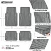 imageCAR PASS Heavy Duty Rubber Car Mats Metallic Aluminum Film All Weather Floor Mats Waterproof Universal Trim to Fit Automotive SUV Sedan Van 4 Piece Anodized Deep Dish TwoTone Sporty Black Red ChromeAll Gray