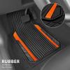 imageCAR PASS Heavy Duty Rubber Car Mats Metallic Aluminum Film All Weather Floor Mats Waterproof Universal Trim to Fit Automotive SUV Sedan Van 4 Piece Anodized Deep Dish TwoTone Sporty Black Red ChromeBlack and Orange
