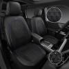 imageCAR PASS Leather Car Seat Covers Gel Wetsuit PU Front Seats Covers Waterproof EVA 2pcs All Weather Neoprene Universal Fit Pickup SUV Truck Sedan Automotive Armrest Airbag Compatible Rhombic BlackBlue Strips