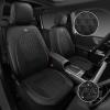 imageCAR PASS Leather Car Seat Covers Gel Wetsuit PU Front Seats Covers Waterproof EVA 2pcs All Weather Neoprene Universal Fit Pickup SUV Truck Sedan Automotive Armrest Airbag Compatible Rhombic BlackSilver Strips