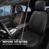 imageCAR PASS Leather Car Seat Covers Gel Wetsuit PU Front Seats Covers Waterproof EVA 2pcs All Weather Neoprene Universal Fit Pickup SUV Truck Sedan Automotive Armrest Airbag Compatible Rhombic BlackBlack Silver