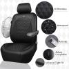 imageCAR PASS Leather Car Seat Covers Gel Wetsuit PU Front Seats Covers Waterproof EVA 2pcs All Weather Neoprene Universal Fit Pickup SUV Truck Sedan Automotive Armrest Airbag Compatible Rhombic BlackBlack Silver