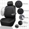 imageCAR PASS Leather Car Seat Covers Gel Wetsuit PU Front Seats Covers Waterproof EVA 2pcs All Weather Neoprene Universal Fit Pickup SUV Truck Sedan Automotive Armrest Airbag Compatible Rhombic BlackBlue Strips