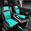 imageCAR PASS Leather Car Seat Covers ampamp Car Floor MatsUniversal Fit for SUV Sedan TruckMesh w 5m SpongeAirbag Compatible Automotive Interior Covers Full Sets Combo Set Black Charcoal GrayMint and Black