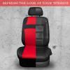 imageCAR PASS Leather Car Seat Covers ampamp Car Floor MatsUniversal Fit for SUV Sedan TruckMesh w 5m SpongeAirbag Compatible Automotive Interior Covers Full Sets Combo Set Black Charcoal GrayBlack and Red