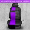 imageCAR PASS Leather Car Seat Covers ampamp Car Floor MatsUniversal Fit for SUV Sedan TruckMesh w 5m SpongeAirbag Compatible Automotive Interior Covers Full Sets Combo Set Black Charcoal GrayBlack and Purple