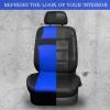 imageCAR PASS Leather Car Seat Covers ampamp Car Floor MatsUniversal Fit for SUV Sedan TruckMesh w 5m SpongeAirbag Compatible Automotive Interior Covers Full Sets Combo Set Black Charcoal GrayBlack and Blue