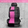 imageCAR PASS Leather Car Seat Covers ampamp Car Floor MatsUniversal Fit for SUV Sedan TruckMesh w 5m SpongeAirbag Compatible Automotive Interior Covers Full Sets Combo Set Black Charcoal GrayPink and Black